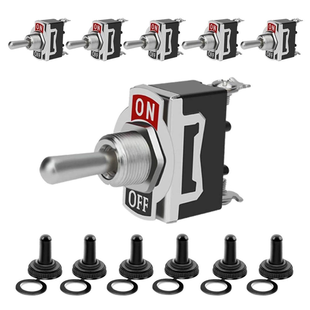 6Pack Heavy Duty Marine Waterproof On/Off Rocker Toggle Switches 12250V