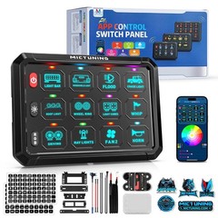MICTUNING App Control 8/12 Gang RGB Switch Panel Lights Circuit Relay System Box