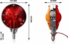 2 PCS Red/Amber Round Side Marker Light Lamp Dual Face Turn Signal for Tractor