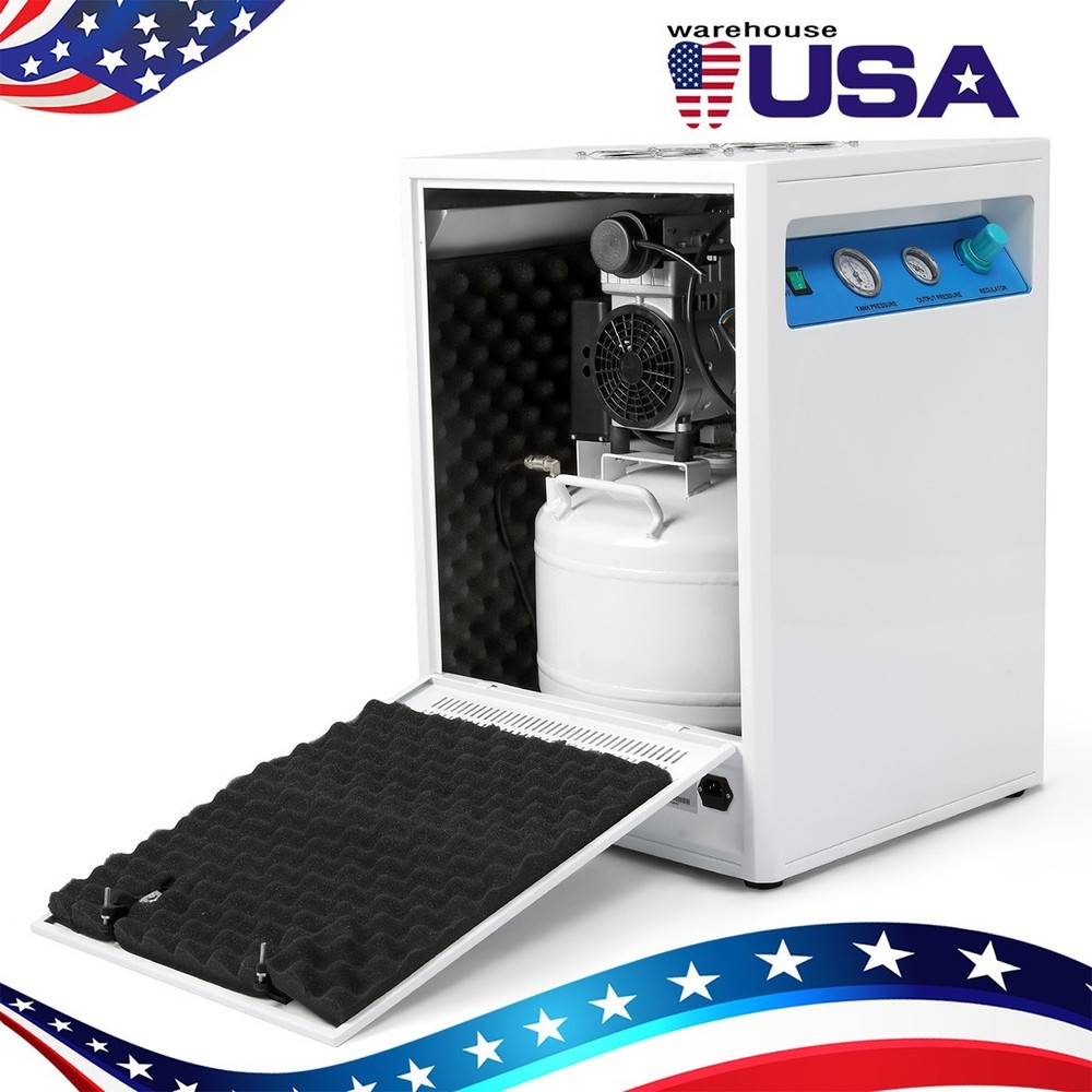 Compresor Aire Dental Silencioso 40L Caja Insónica Ruedas Sin Aceite 155L/min