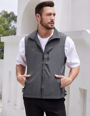 Gihuo Men’s Lightweight Softshell Sleeveless Golf Vest with Zipper Pockets fo…