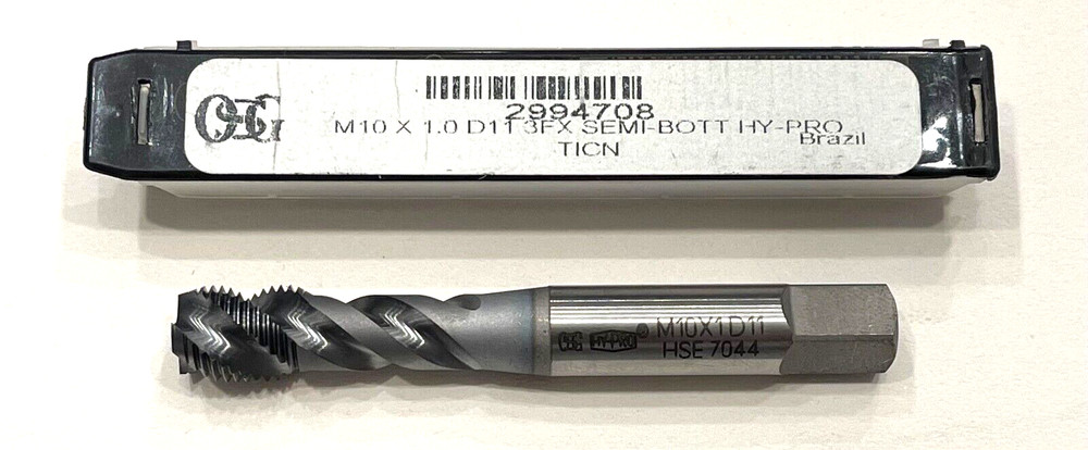 OSG M10 x 1mm HSSE Tap Spiral Flute Modified Bottoming Tap TiCN 3 Flute D11