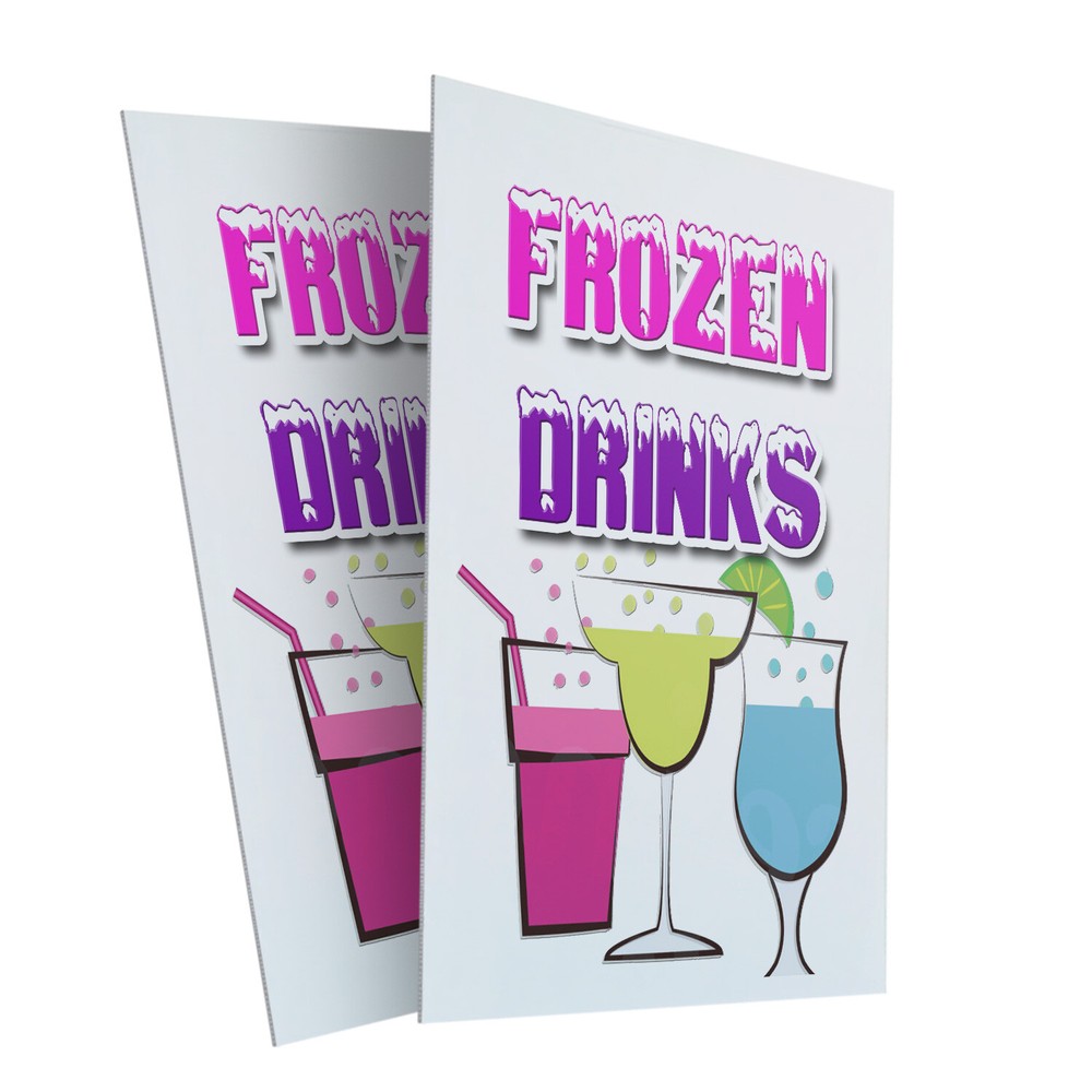 Frozen Drinks 24″ x 36″ 2 Pack Of Store Sign Plastic Or Decal