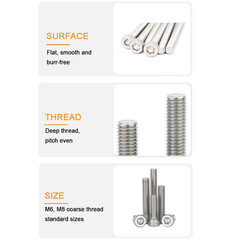 6pcs M5 x 120mm – 0.8mm Pitch Hex Socket Cap Bolts Screws 304 Stainless Steel