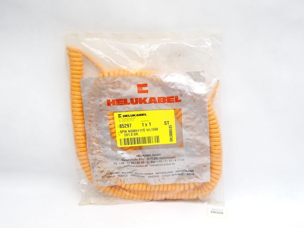 Helukabel 85297 PU spiral cable H05BQ-F orange 2 x 1 mm² WL 1500 mm/new original packaging