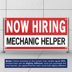 Now Hiring Mechanic Helper 13 oz Heavy Duty Vinyl Banner Jobs Available Sign