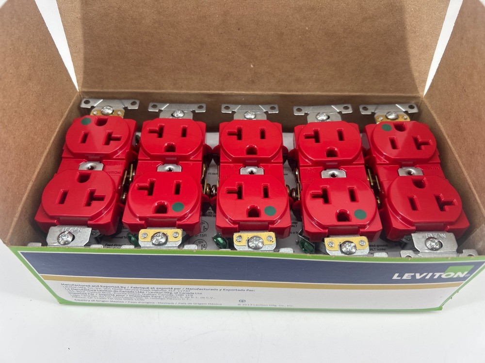 Box of 10 Leviton 8300-HR 20a 125v Heavy Duty Hospital Grade Duplex Receptacle