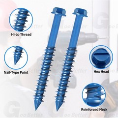 220Pcs Hex Washer Head 1/4″ 3/16″ Concrete Masonry Screws Tapcon Anchor & Bit