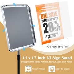 2PCS Sign Holder Stand 11 x 17 Inch w/Snap-Open Frame & 360° Rotation for Malls