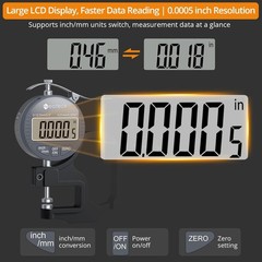 Digital Thickness Gauge Tool 0.5inch/12.7mm 0.0005inch/0.01mm LCD Display Gauge