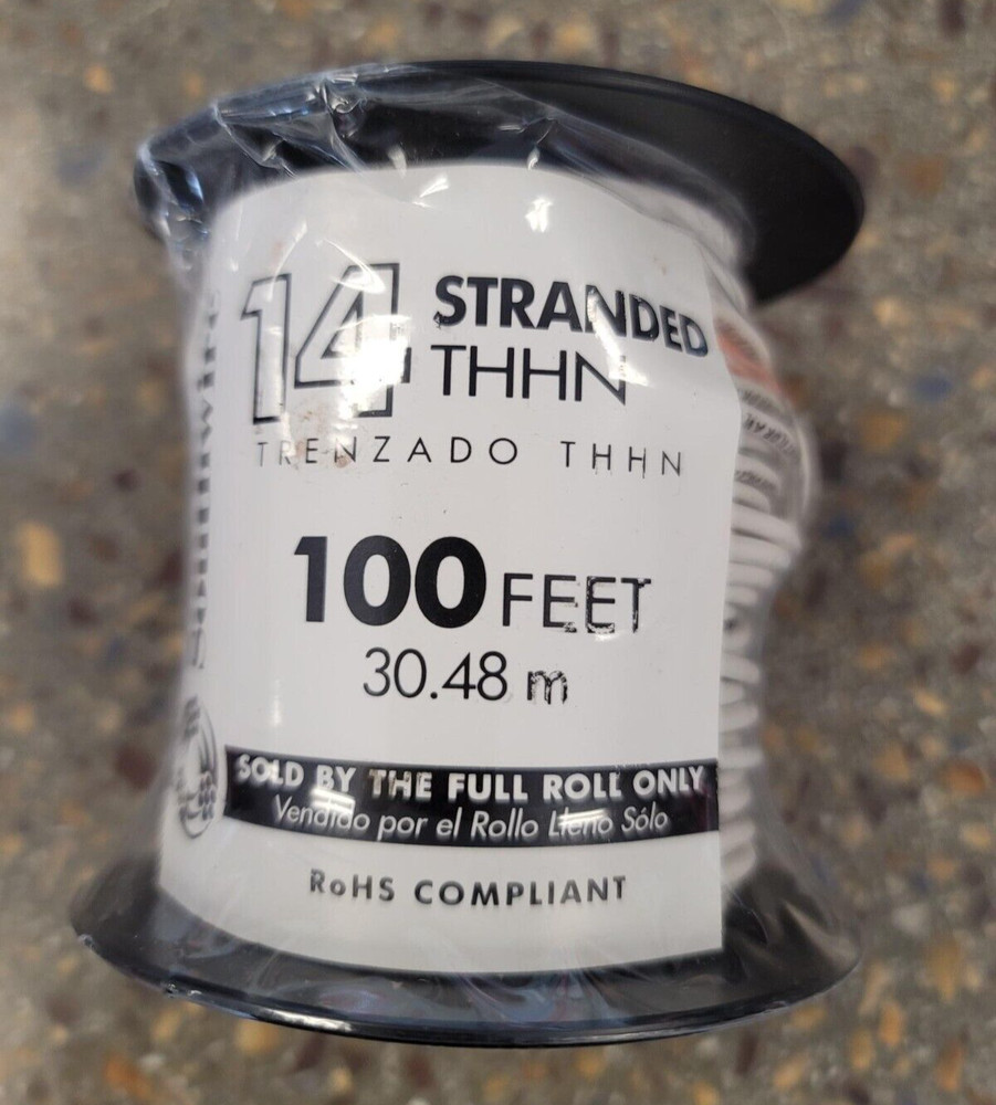 Wire 14awg Thhn-Stranded White 100ft, No. 22956784 Southwire Company
