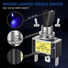 3Pcs 12V 30A Blue LED Light Toggle Rocker ON/OFF Switch 3Pin Marine Car Boat ATV