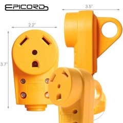 30 Amp RV Plug Male and Female Plug Set Yellow Camper Plug Electrical 125V