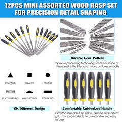 Glarks 18Pcs Assorted Wood Rasp Set Include 12Pcs Mini Hand Metal Files, A