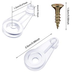 Blulu 50 Pack Glass Retainer Clips 25 mm x 4 mm, Transparent With Gold Screw