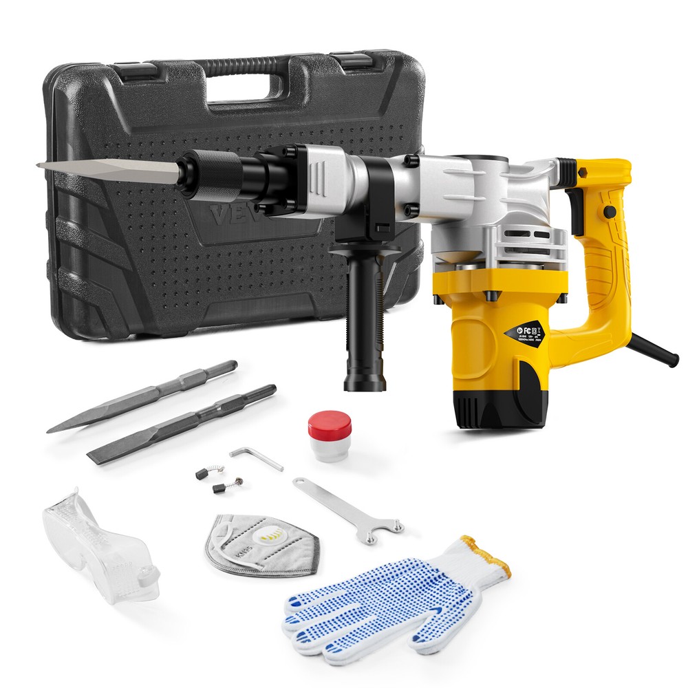 Demolition Jack Hammer Concrete Breaker 1400W Electric Hammer 2 Chisel Bit