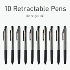 Pentonic Retractable Gel Pens 10 Count Black Ink 0.7mm Fine Point Smooth Writing