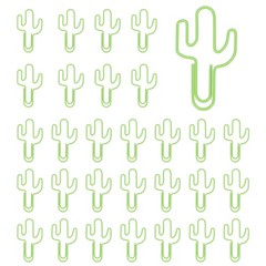 30Pcs Paper Clip, Cactus Shape Paper Clip Small Cute Bookmarks, Green