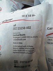 Cardinal Health Lap Sponge 18”x18” 23250-402 EXP 2026-07-18 Lot of 9