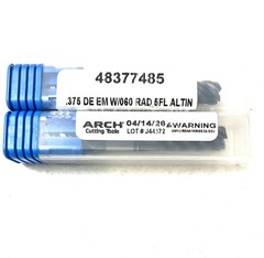 ARCH 3/8 5FL Double End Corner Radius End Mill .060R Solid Carbide AlTiN NEW