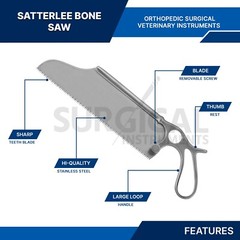 Satterlee Bone Saw 12″ & 9″ Blade Orthopedic Surgical Veterinary Inst German Gr