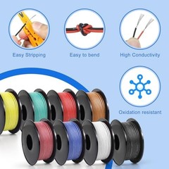 18 AWG Stranded Silicone Wire Kit – 16.5ft in 8 Colors, Tinned Copper for DIY, A