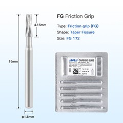 JMU Dental Carbide Burs High Speed FG Taper Fissure 5pcs/pk