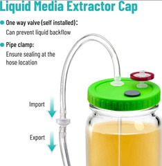 Upgraded Lliquid Culture Lid with Tubing for Media Extraction Standard Mason Jar