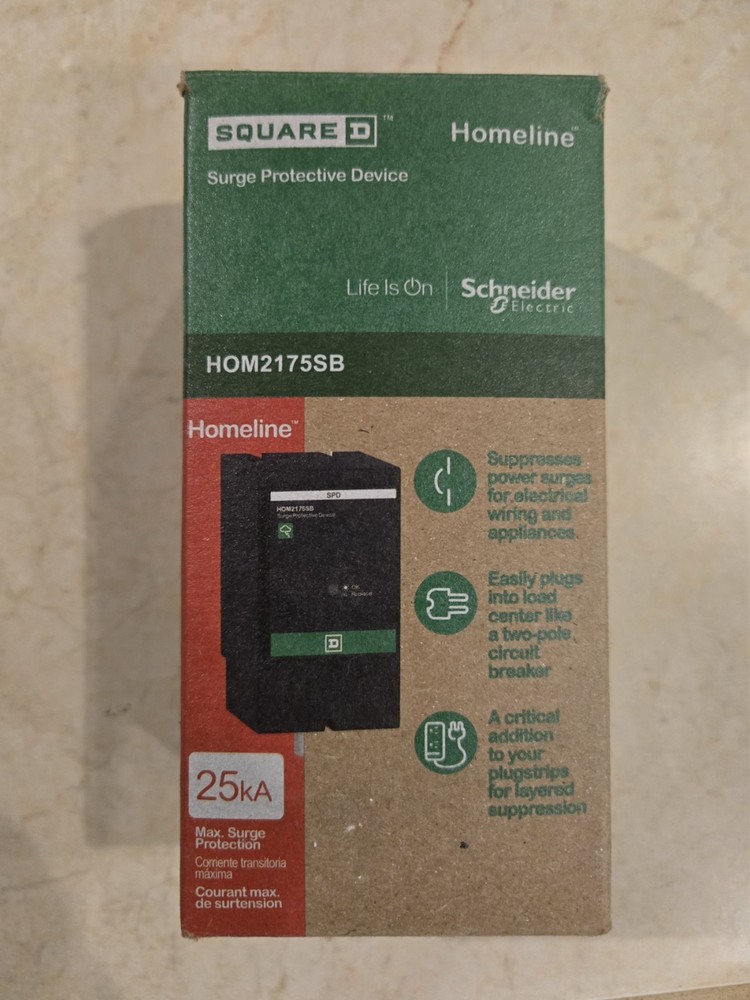 Square D HOM2175SB Surge Protective Device 25kA Plug-On Neutral 2-Pole