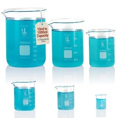 Glass Beaker Set 6 Sizes 10ml-1000ml Griffin Low Form Borosilicate