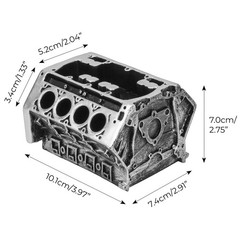 KH866 V8 Engine Block Business Card Holder – 3D Printed PLA Desk silver