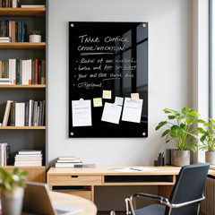 Magnetic Large Black Dry Erase Board, 48″ x 36″ | Black Glass Board Frameless Wa