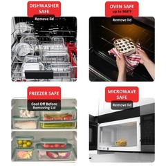 EATEX 6 Pack Glass Meal Prep Containers with Grooved Base, 6 Stackable BPA Fr…