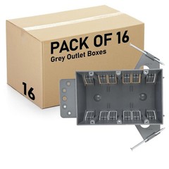 3-Gang Plastic Electrical Box, Grey Outlet Box, Three Gang New Work