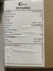 NIB. (Rough Factory Box), Century Motors FE1026SC 1/4HP 208-230V 1075RPM,..TO-55