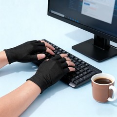 3 Pairs of Fingerless Cotton Gloves 100% Black Cotton Moisturizing Gloves for…