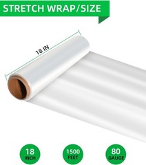 Rollo de film estirable – Resistente, industrial, 18 pulgadas, 1500 pies
