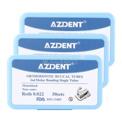 50Set AZDENT Dental Orthodontic Buccal Tube 2nd Roth.022 Molar Bondable Non-Conv