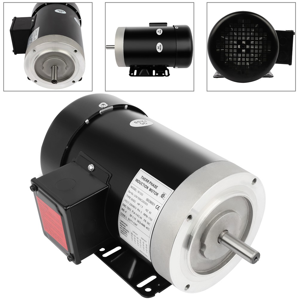 1.5HP General Purpose Electric Motor 56C Frame 1750RPM Three Phase 230/460V