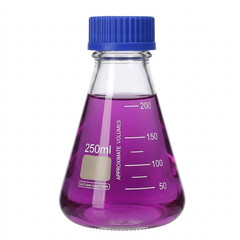 Borosilicate Glass Media Bottle Conical Flask GL45 Blue Cap Leakproof Lab