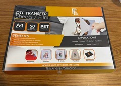 50 Sheets DTF Transfer Film 8.3 x 11.7 Instant Peel PET Transfer Film Matte A4