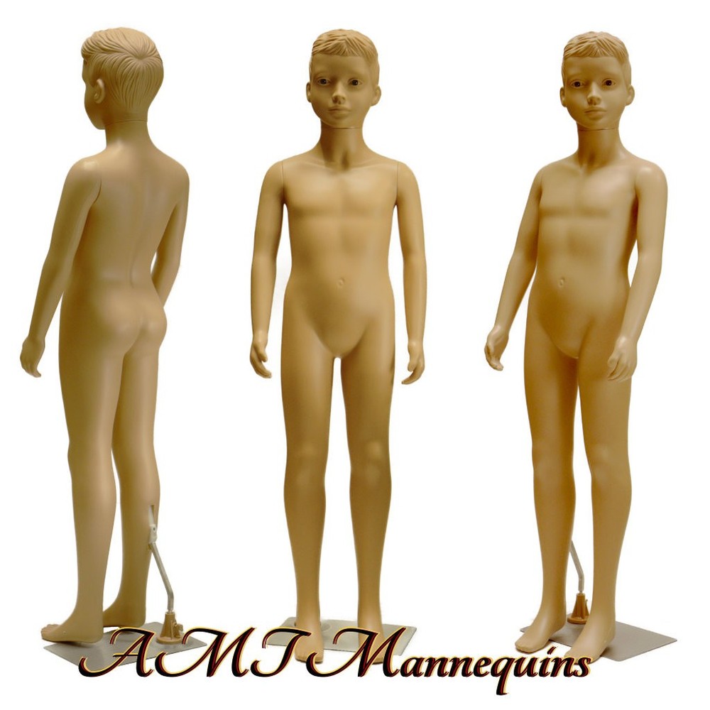 Hgt: 51.5′ Fullbody realistic looking boy skintone mannequin +metal base – GS1