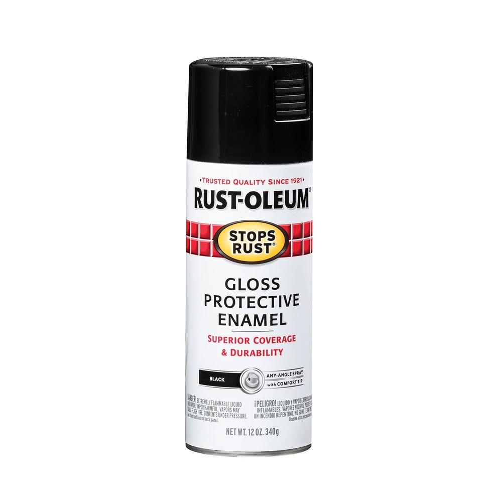 Rust-Oleum 7779830 Stops Rust Spray Paint, 12 oz, Gloss Black
