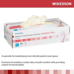 McKesson Stretch Vinyl Exam Glove Standard Cuff Length LARGE 100 per Box