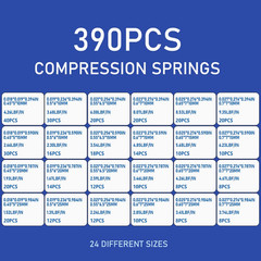 Compression Springs Assortment Kit, 390 Pcs 24 Different Sizes Stainless Steel S
