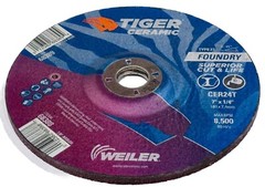 Weiler 7 x 1/4 x 7/8 Tiger Ceramic Type 27 Depressed Center Grinding Wheel Disc
