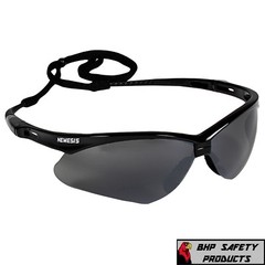 12 PAIR KLEENGUARD NEMESIS SAFETY GLASSES BLACK FRAME/SMOKE MIRROR LENS 25688
