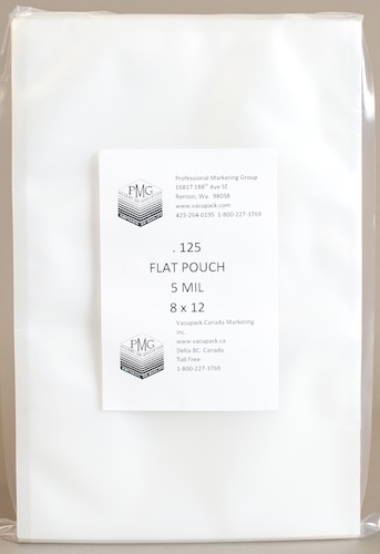 5 Mil 8×12, 125ct FLAT CHAMBER BAG Vacuum Seal Food Machines ARY VacMaster