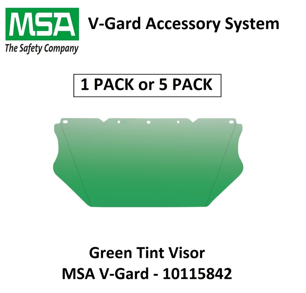 MSA #10115842 V-Gard Contoured Green Safety UV Visor Face Shield for Hard Hat HR