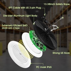 4 Pack 200W UFO Led High Bay Light Commercial Industrial Warehouse Shop Lights
